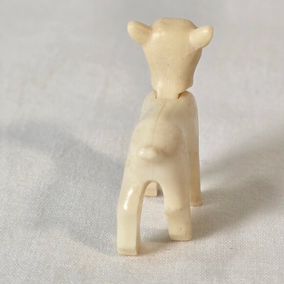 Vintage Plastic Goat Figure Movable Head White Farm Animal Toy 1950s - Picture 6 of 12